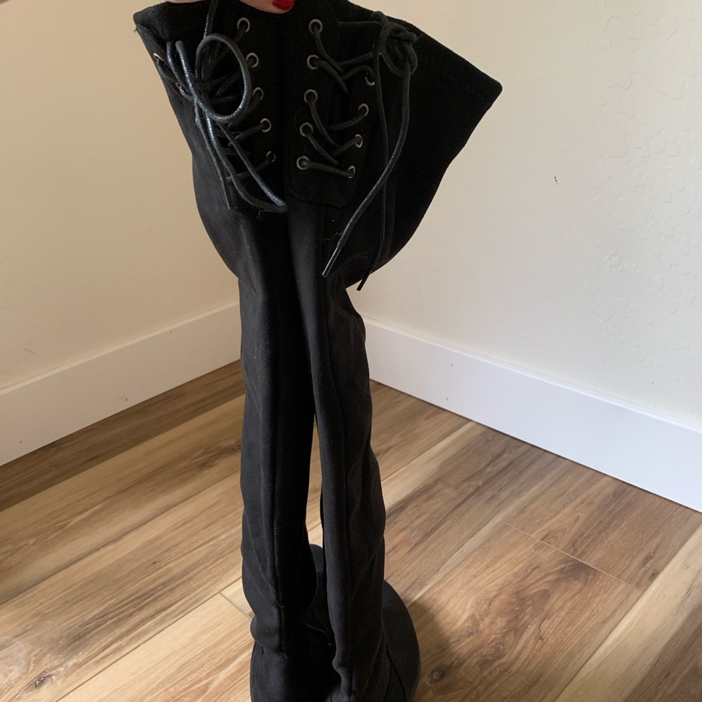 Black Lace-Up Women's Jeans